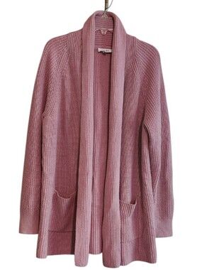 Haven Well Within Cozy Open-Front Ribbed Cardigan - Cotton Cashmere Pink Blush